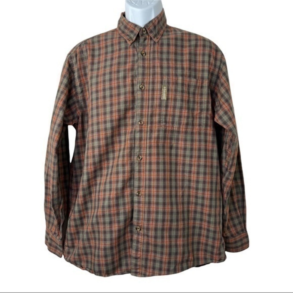 Columbia Men Shirt Brown Plaid Buttons Down Sz M